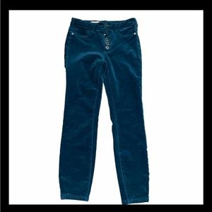 Pilcro Letterpress Blue Pants Velvet Hi Rise Skinny Leg Stretchy Women’s Size 26